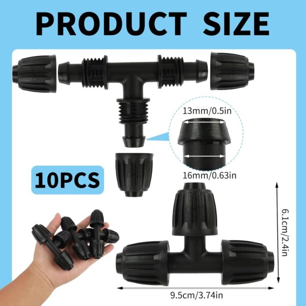 10er-Pack T-Stück Verbinder Tropfbewässerung 16 mm robust