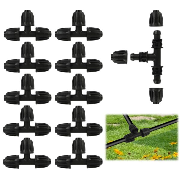 10er-Pack T-Stück Verbinder Tropfbewässerung 16 mm robust