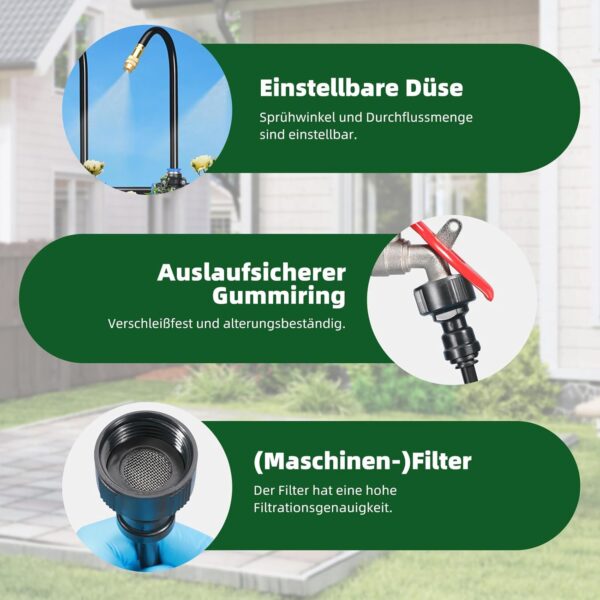 Acesome Gartenbewässerung 360° Automatisch 15 m für Hochbeete