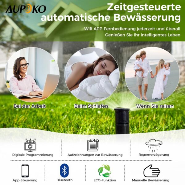 Aupoko Smarter Bewässerungs-Timer mit Bluetooth, App & IP55