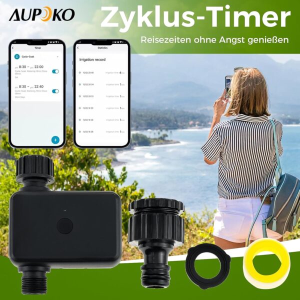 Aupoko Smarter Bewässerungs-Timer mit Bluetooth, App & IP55
