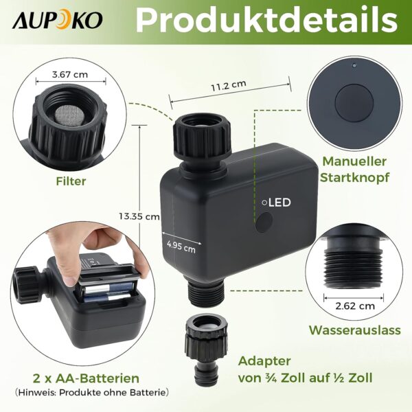 Aupoko Smarter Bewässerungs-Timer mit Bluetooth, App & IP55