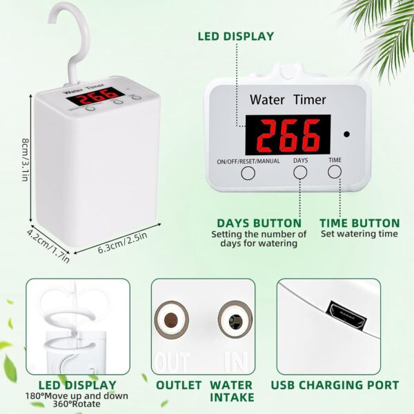 Automatisches Bewässerungssystem 2000 mAh für 16 Topfpflanzen, USB-C