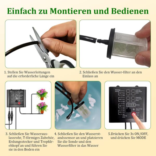 Automatisches Tropfbewässerungssystem mit Timer, 15 Sprinklern, 15 m Schlauch