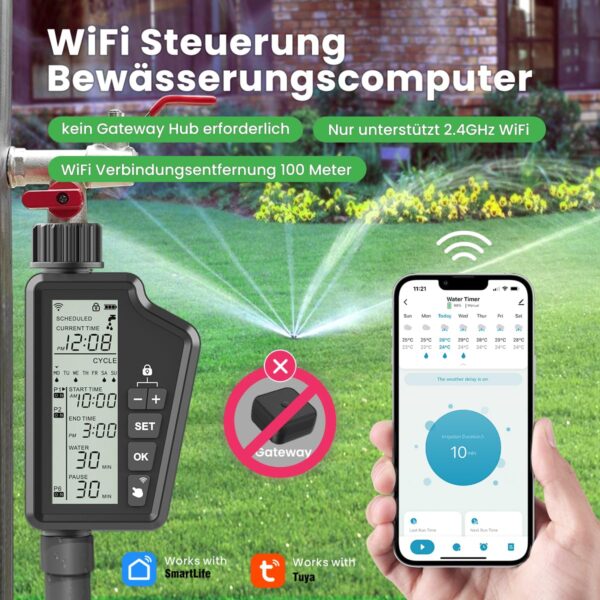 AVATTO Smart WiFi Bewässerungscomputer Alexa Google App-Steuerung ohne Hub