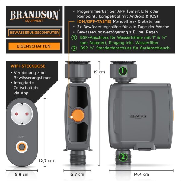 Brandson Bewässerungscomputer WLAN Smart Life App Alexa