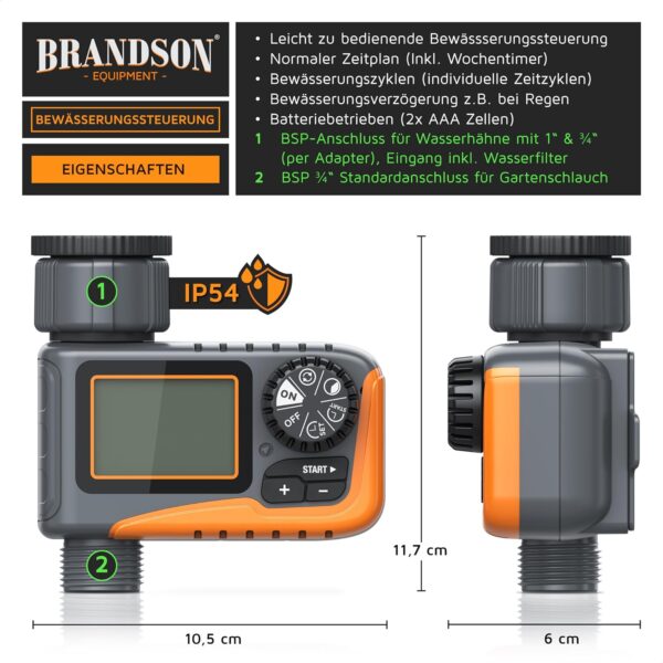 Brandson Digitaler Bewässerungsregler mit Display – Automatische Bewässerung