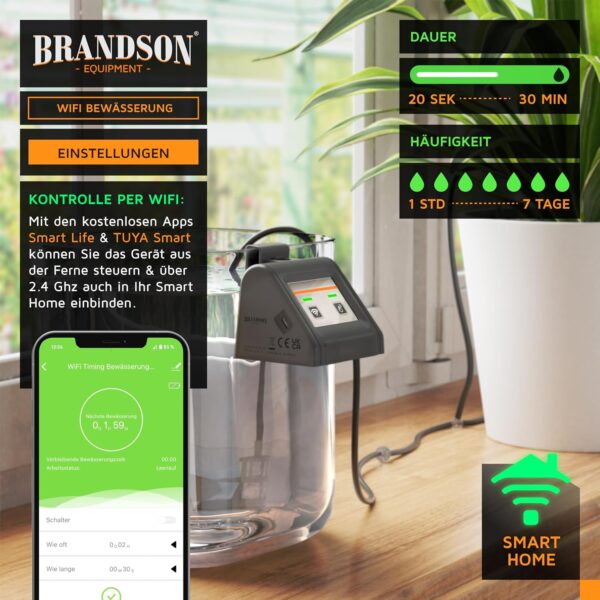 Brandson Digitales Bewässerungssystem WiFi Tuya App - Automatisch bis 10 Pflanzen