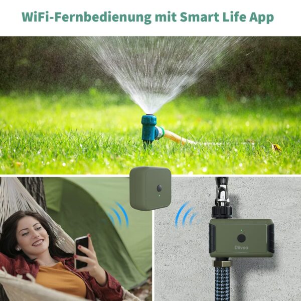 Diivoo WiFi-Bewässerungscomputer mit App, Alexa & Regenverzögerung