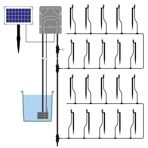 Esotec Solar WaterSpray: 20 Sprüher, Bewässerungscomputer, Solar-Automatik