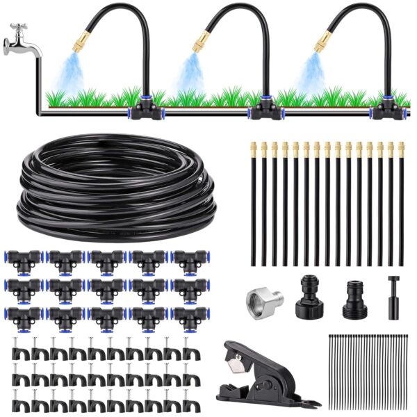 Filhome Nebelkühlsystem 15 m mit 15 verstellbaren Düsen für Garten & Patio