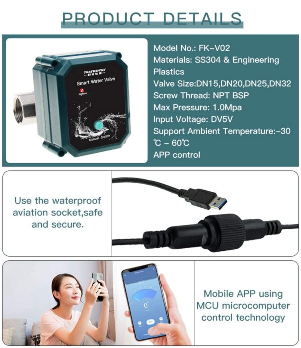 FROGBRO Zigbee Wasser-Ventil, Drahtloser Timer, IP67 Wasserdicht, App-Steuerung