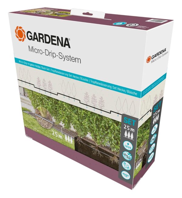Gardena Micro-Drip-System Hecke/Strauch (25 m) – Wassersparend, Fertigset
