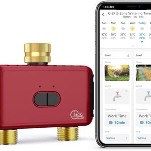 GIEX Wi-Fi 2-Zonen-Bewässerungs-Timer für Schläuche, Tuya/Smart Life App