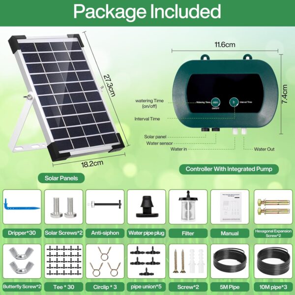 GUHAOOL Solar-Autobewässerung für 30 Topfpflanzen mit Timer & 35m Schlauch
