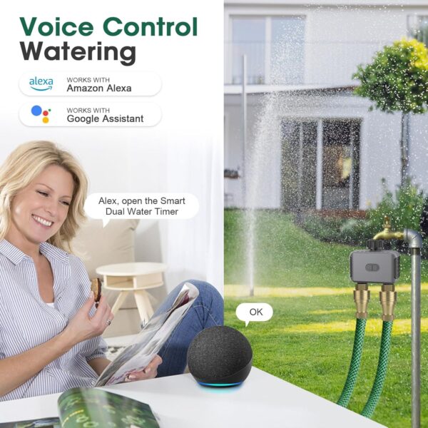 Haozee WLAN-Bewässerungscomputer mit 2 Ausgängen, Automatische Timer für Garten & Balkon