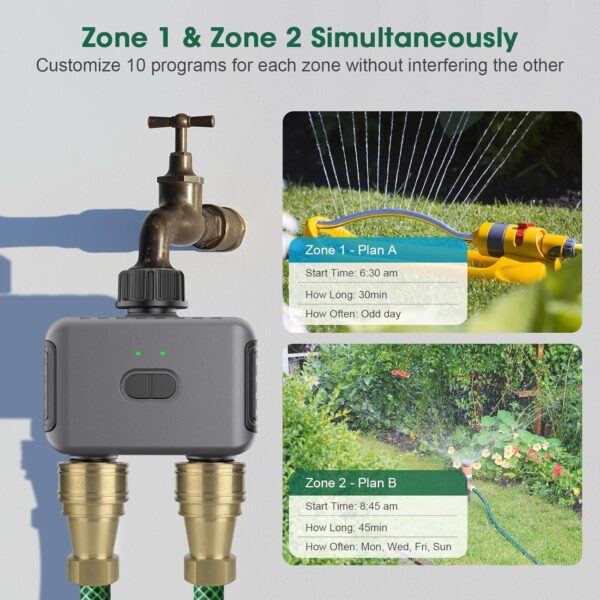 Haozee WLAN-Bewässerungscomputer mit 2 Ausgängen, Automatische Timer für Garten & Balkon
