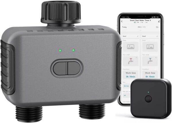 Haozee WLAN-Bewässerungscomputer mit 2 Ausgängen, Automatische Timer für Garten & Balkon