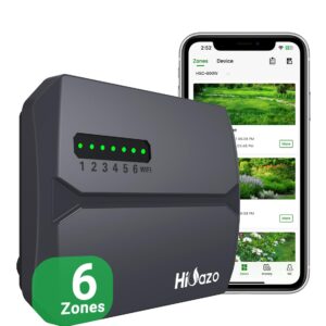 HiOazo HSC-600W WiFi Smart Bewässerungscomputer, 6 Zonen, App-Steuerung, Wetterabhängig