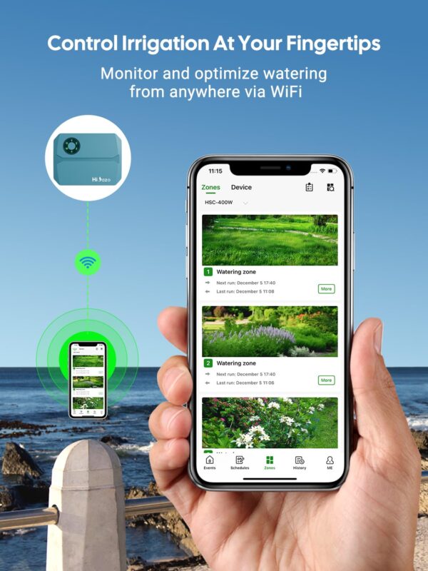 Hioazo WiFi-Bewässerungscomputer App-Steuerung 4-Zonen 16 Programme