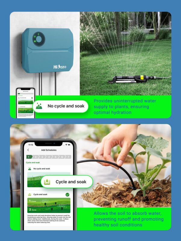 Hioazo WiFi-Bewässerungscomputer App-Steuerung 4-Zonen 16 Programme