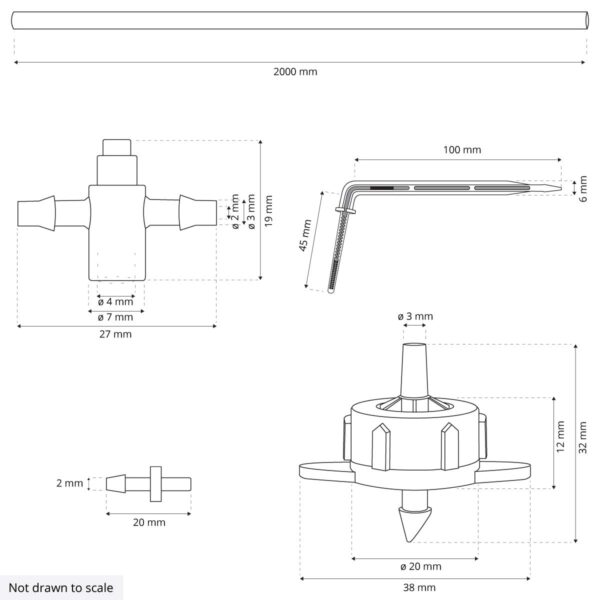 HOLZBRINK HTB-01-S-10 Bewässerungsset, 10x Winkel-Pfeil-Tropfer 4 l/h schwarz
