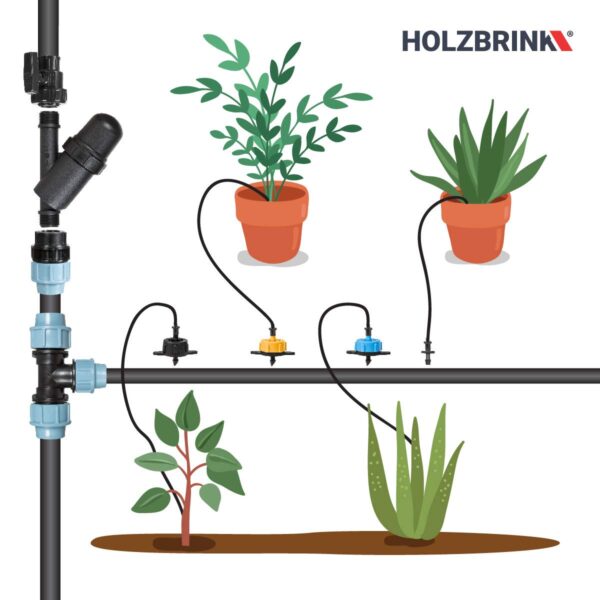 HOLZBRINK HTB-01-S-10 Bewässerungsset, 10x Winkel-Pfeil-Tropfer 4 l/h schwarz