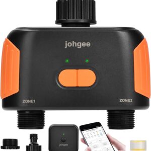 johgee WiFi-Bewässerungs-Timer mit 2 Ausgängen, App-/Sprachsteuerung, IPX5