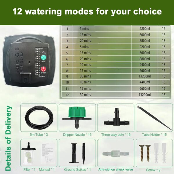 Joysing Solar-Bewässerung 15m Timer Automatisch Anti-Siphon