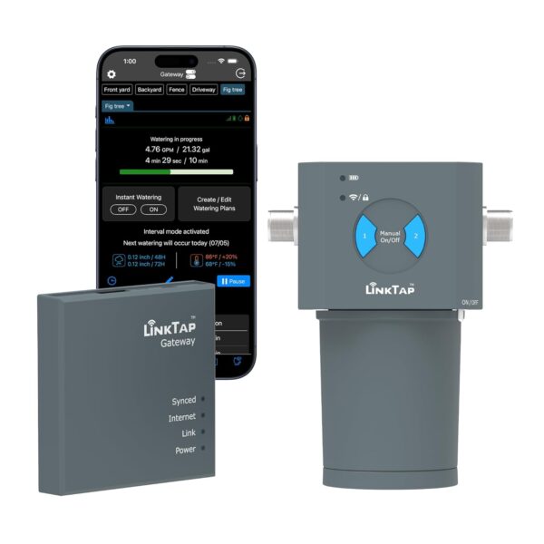 LinkTap 2-Zonen Batterie-Smart-Bewässerung mit App, Wetterintelligent, Längere Reichweite als WiFi