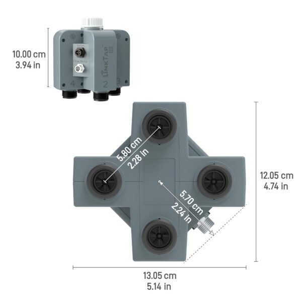 LinkTap Q1: 4-Zonen Drahtlose Bewässerung mit Flussmessern, IP66