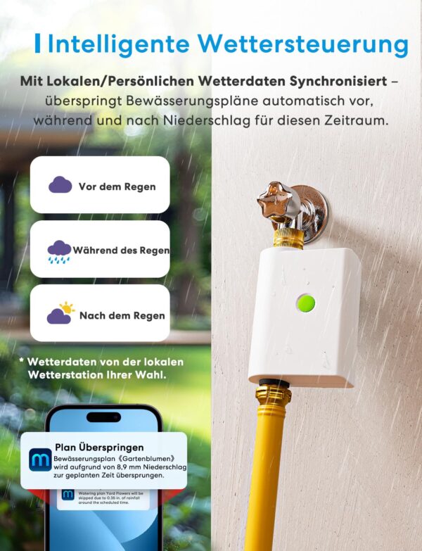 Meross MST100 WLAN-Bewässerungscomputer App-Steuerung Regenverzögerung