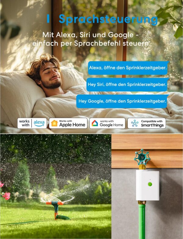 Meross MST100 WLAN-Bewässerungscomputer App-Steuerung Regenverzögerung