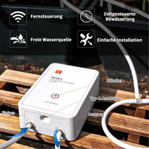 MOOKLIN ROAM WiFi Tropfbewässerung App-Steuerung Auto/Smart-Modus
