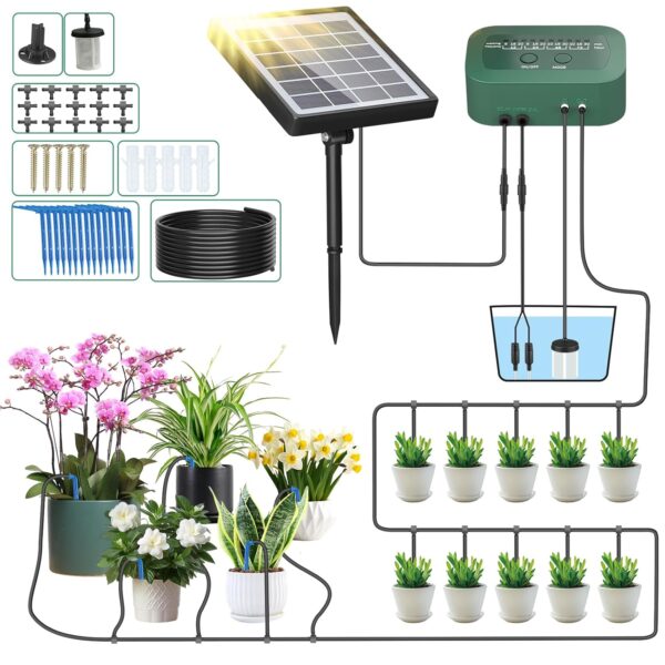 PChero Solar-Bewässerung mit Timer & automatischer Tropf für Balkon & Garten