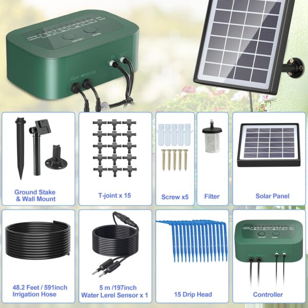 PChero Solar-Bewässerung mit Timer & automatischer Tropf für Balkon & Garten