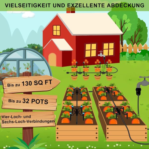Powate Bewässerungssystem 130 ft mit Sprinkler & Schnellkupplungen