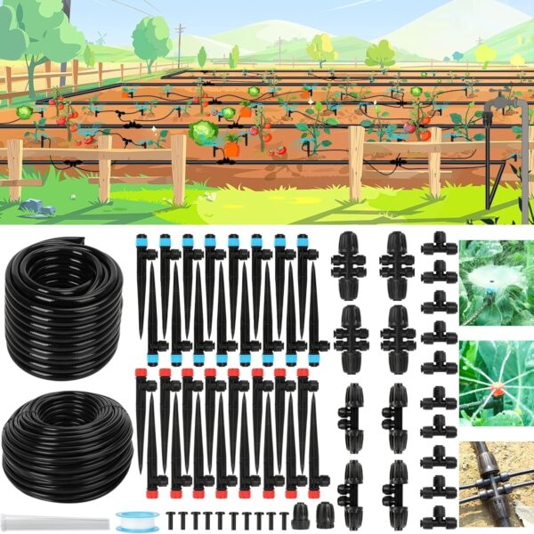 Powate Bewässerungssystem 130 ft mit Sprinkler & Schnellkupplungen