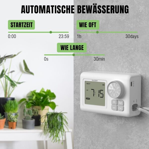Raddy WS-6 Automatisches Gießsystem für 15 Topfpflanzen, LCD, USB-Alarm