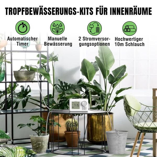 Raddy WS-6 Automatisches Gießsystem für 15 Topfpflanzen, LCD, USB-Alarm