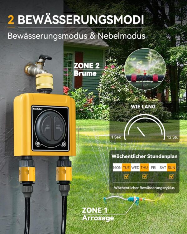 RAINPOINT Bewässerungscomputer WLAN 2 Ausgänge App & Wettersteuerung