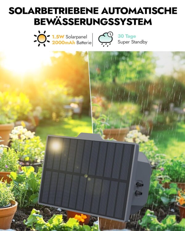 RAINPOINT Solar-Bewässerungssystem mit 121 Modi, 2000 mAh Akku, 45 l/h