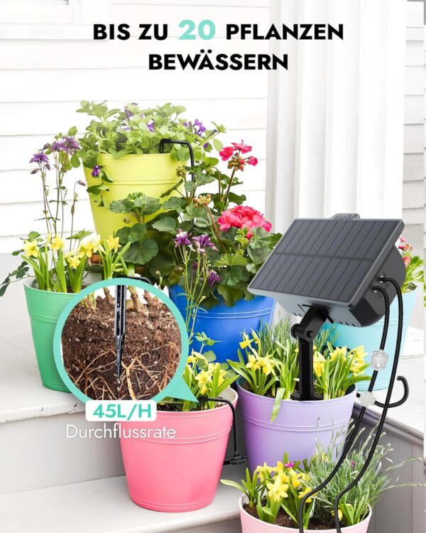 RAINPOINT Solar-Bewässerungssystem mit 121 Modi, 2000 mAh Akku, 45 l/h