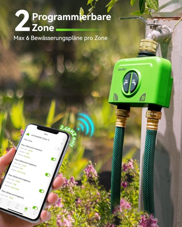 RAINPOINT WLAN Bewässerungscomputer 2 Zonen App/Sprachsteuerung IP65