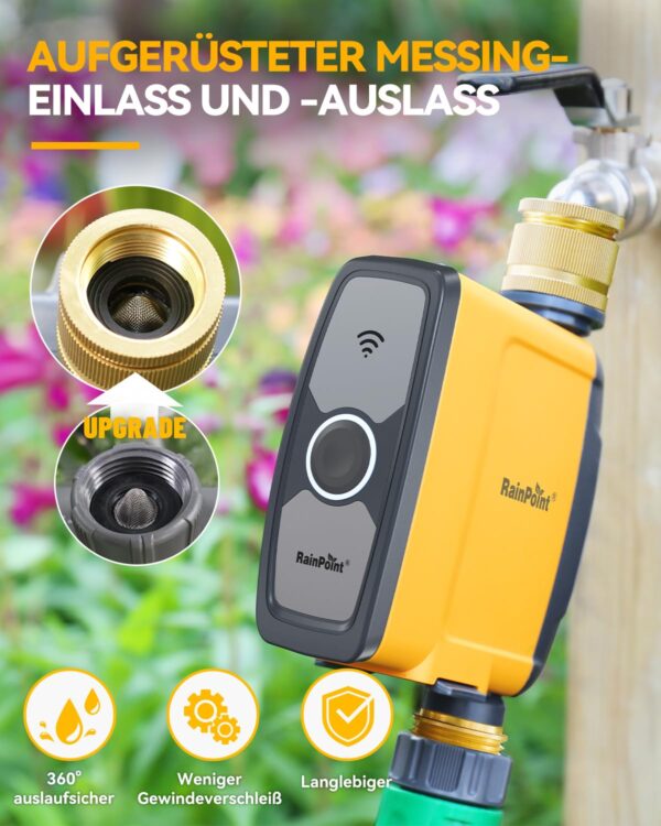 RAINPOINT WLAN-Bewässerungscomputer mit Messing-Anschlüssen, für TWG004WRF Hub