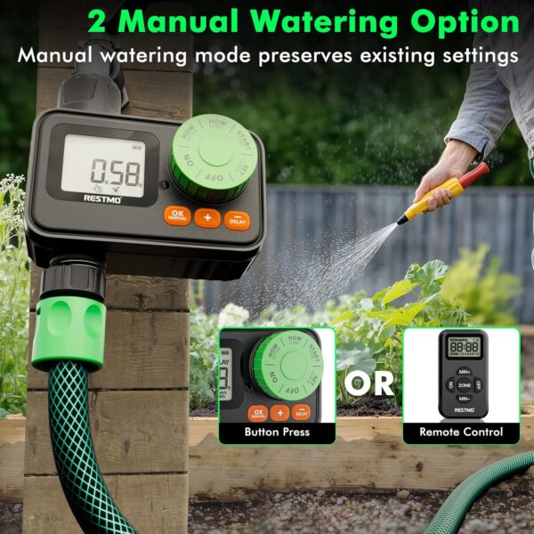 RESTMO RF-Wassertimer für Außenhahn mit Fernbedienung & Regenverzögerung