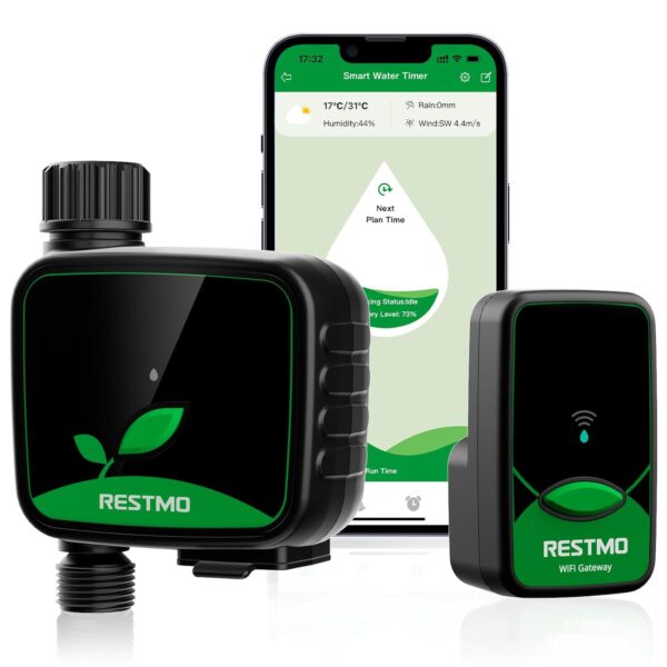 RESTMO WiFi Bewässerungstimer Programmierbar 3 Modi 1-Zone für Garten