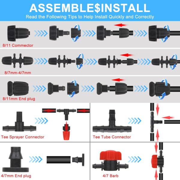 Ridegeek Tropfbewässerung Kit für Gewächshaus & Terrasse mit 1/4" Schläuchen