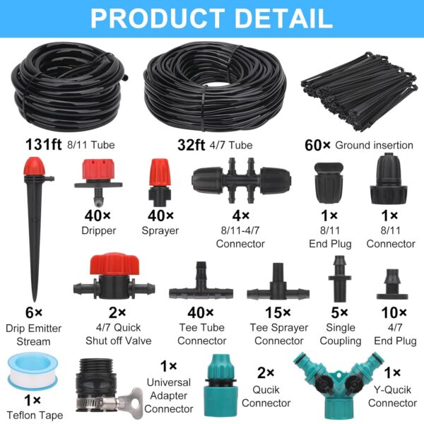 Ridegeek Tropfbewässerung Kit für Gewächshaus & Terrasse mit 1/4" Schläuchen
