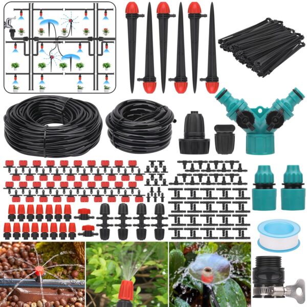 Ridegeek Tropfbewässerung Kit für Gewächshaus & Terrasse mit 1/4" Schläuchen
